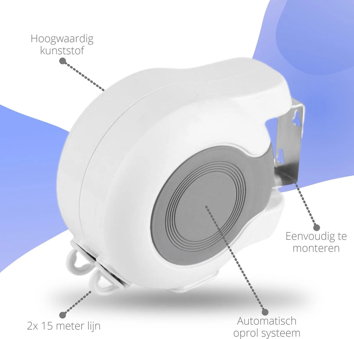 Corde à Linge Goodlux Extensible 30 Mètres - Fil De Corde à Linge - Corde à Linge En Rouleau - Fil à Laver Pour Usage Intérieur Et Extérieur 4 Corde à Linge Goodlux Extensible 30 Mètres - Fil De Corde à Linge - Corde à Linge En Rouleau - Fil à Laver Pour Usage Intérieur Et Extérieur – Image 2