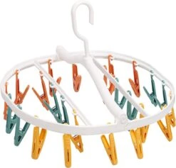 24 Pièces Clips Chaussettes Cintres Étendoir à Linge, Support De Vêtements Portable En Plastique à Suspendre Avec Clips Coupe-Vent, Étendoir Pliable Pour Chaussettes, Sous-Vêtements, Vêtements De Bébé Et Chapeaux