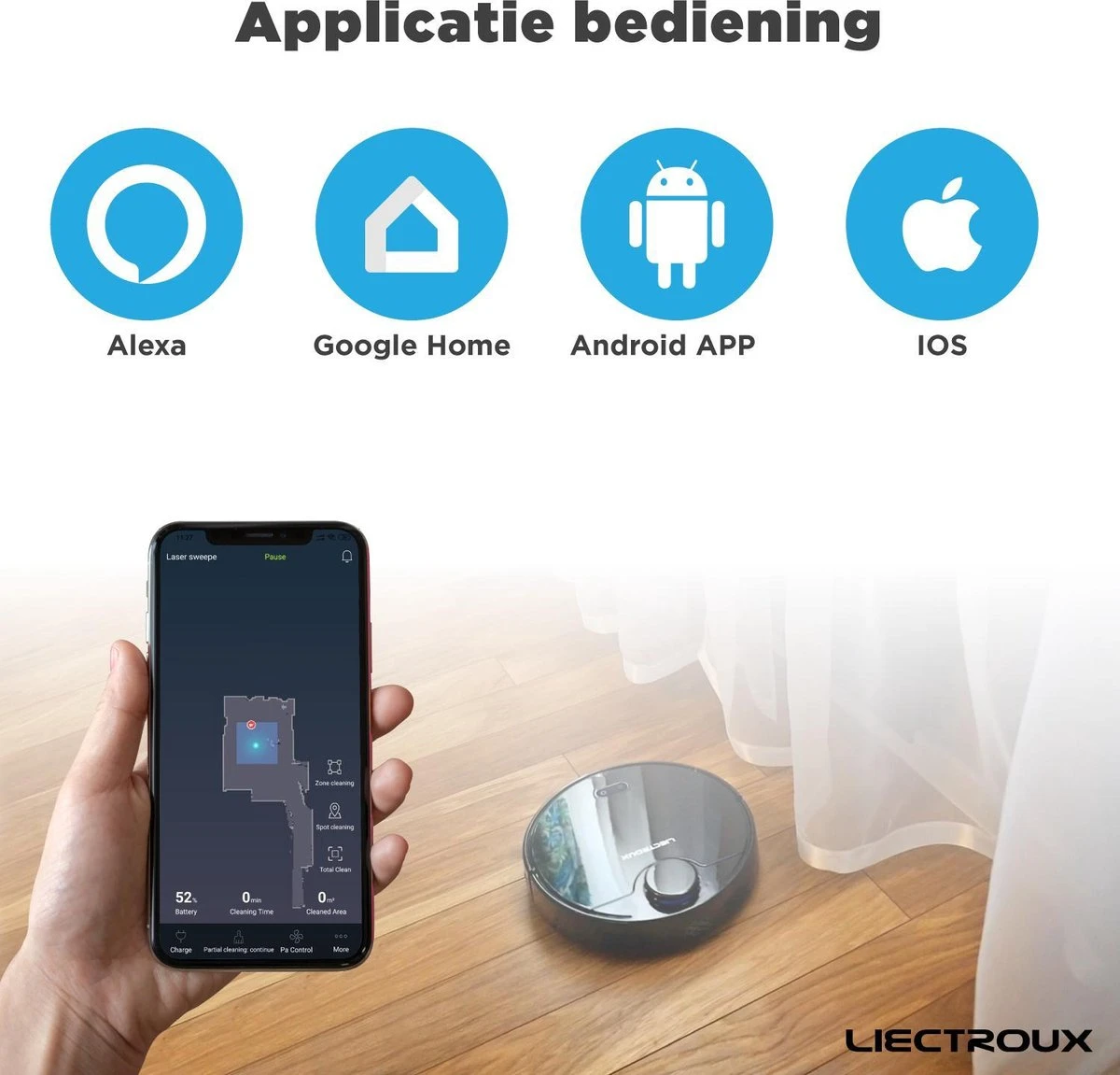 Robot Laveur Liectroux Avec Contrôle D'application - 3000Pa - Robot Aspirateur Avec Fonction De Nettoyage - Système De Nettoyage - Mop - Aspirateur Robot 6 Robot Laveur Liectroux Avec Contrôle D'application - 3000Pa - Robot Aspirateur Avec Fonction De Nettoyage - Système De Nettoyage - Mop - Aspirateur Robot – Image 4