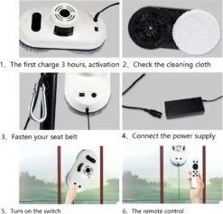 Sontrix Window Washer - Avec Télécommande - 6 Chiffons Inclus - Robot Laveur De Vitres - Nettoyant Pour Vitres - Wit -Nettoyage Produits Boutique 1200x1153 23