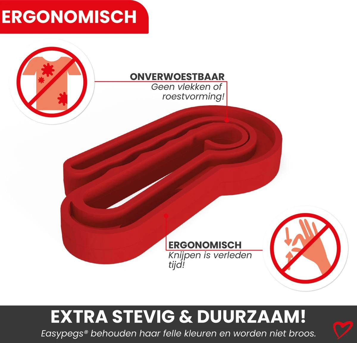 French Fashion - Easypegs® Pinces à Linge Durables - 10 Pièces - Ergonomiquement Responsable : Le Serrage Appartient Au Passé ! – Extra Large - Rouge 7 French Fashion - Easypegs® Pinces à Linge Durables - 10 Pièces - Ergonomiquement Responsable : Le Serrage Appartient Au Passé ! – Extra Large - Rouge – Image 5