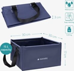 Seau Pliable Navaris - Capacité 15 Litres - Seau Carré Pour Le Camping, La Pêche Et Les Activités De Plein Air - Poubelle Pour La Vaisselle Et Le Linge - Blauw -Nettoyage Produits Boutique 1200x1154 4