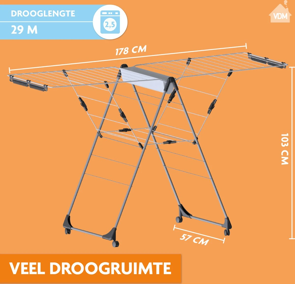 LaundrySpecialist Pliable Avec Pas Moins De 29 Mètres De Longueur De Séchage – LONGUE DURÉE DE VIE ET MOBILE. Séchoir à Linge Sur Roulettes Avec Espace De Rangement Pour Pinces à Linge Et Espace Pour Sécher Facilement Les Chaussettes 6 LaundrySpecialist Pliable Avec Pas Moins De 29 Mètres De Longueur De Séchage – LONGUE DURÉE DE VIE ET MOBILE. Séchoir à Linge Sur Roulettes Avec Espace De Rangement Pour Pinces à Linge Et Espace Pour Sécher Facilement Les Chaussettes – Image 4