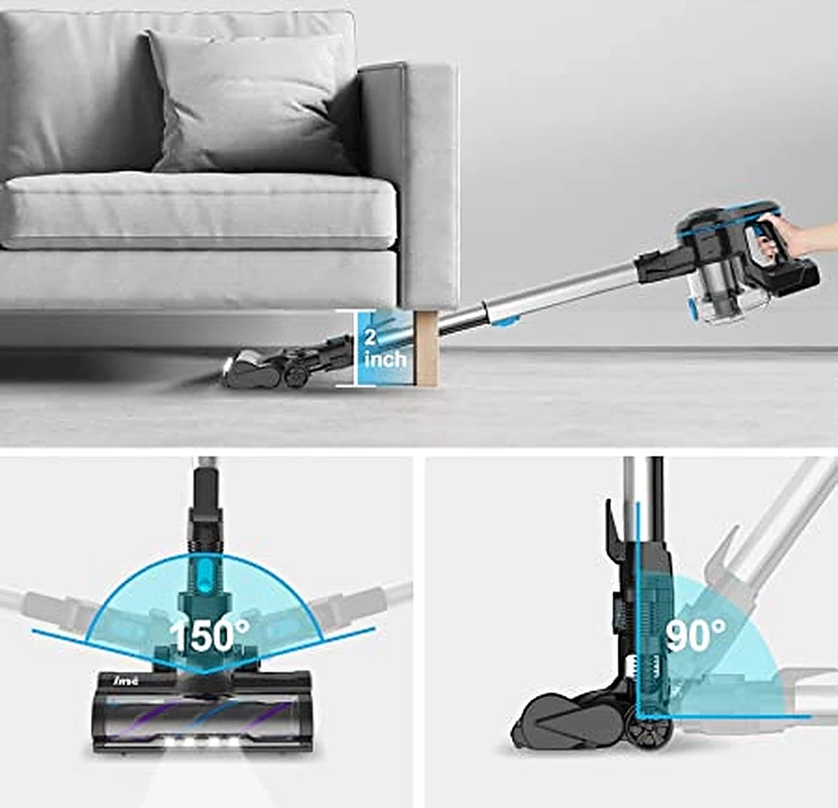 Aspirateur-balai INSE N5S | Aspirateur Avec Batterie Amovible | Aspiration 20KPa | Sans Fil Et Sans Poche | Poils D'animaux / Voiture / Tapis 8 Aspirateur-balai INSE N5S | Aspirateur Avec Batterie Amovible | Aspiration 20KPa | Sans Fil Et Sans Poche | Poils D'animaux / Voiture / Tapis – Image 6