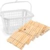Les Épingles à Linge Collectent Le Panier Blanc En Plastique Avec Crochet Et 150x Morceaux De Pinces à Linge En Bois 7,5 Cm - Suspendre Le Linge -Nettoyage Produits Boutique 1200x1158 2