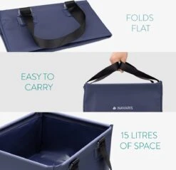 Seau Pliable Navaris - Capacité 15 Litres - Seau Carré Pour Le Camping, La Pêche Et Les Activités De Plein Air - Poubelle Pour La Vaisselle Et Le Linge - Blauw -Nettoyage Produits Boutique 1200x1159 8