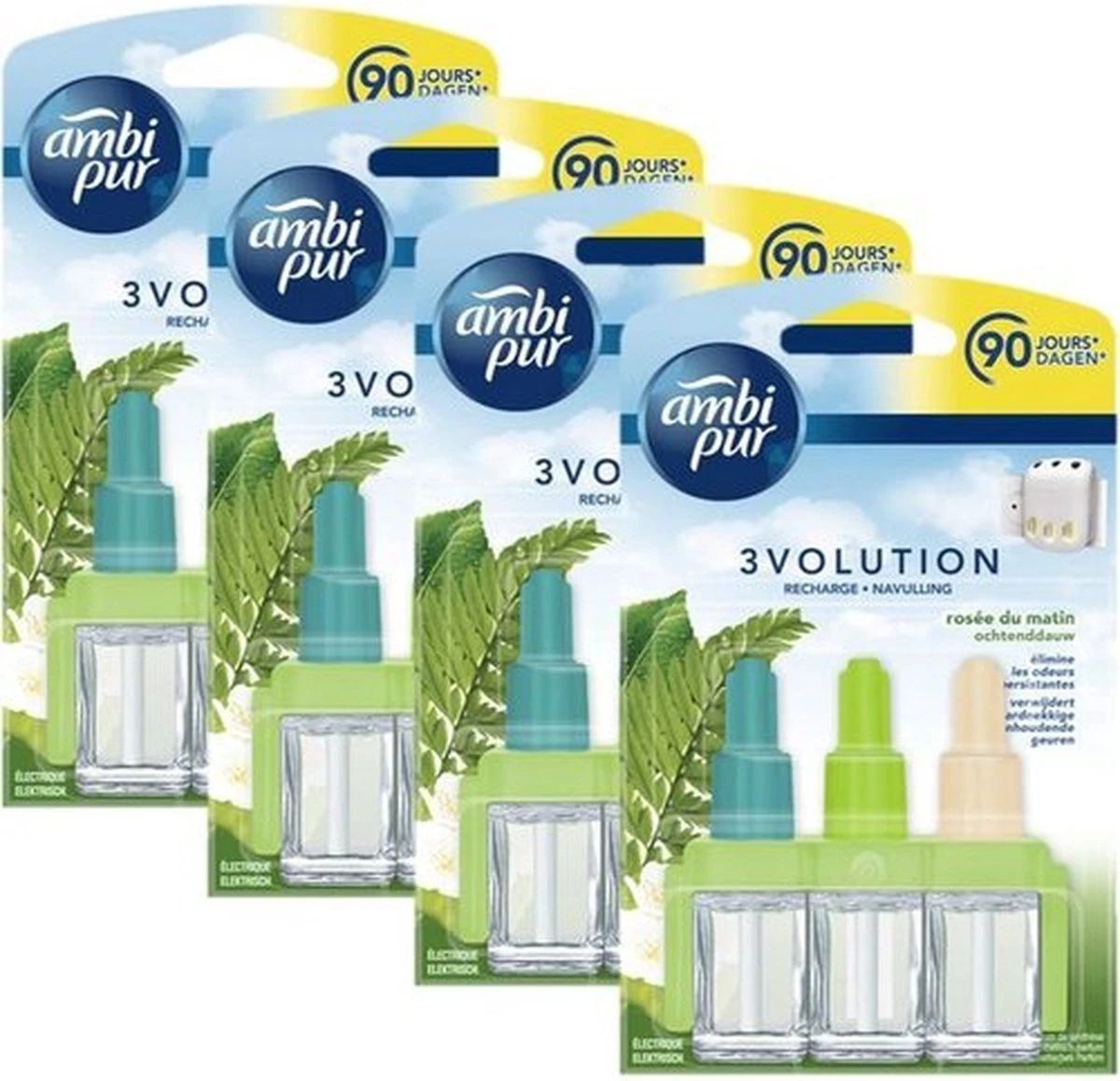 Recharges Ambi Pur 3Volution - Morning Dew - Value Pack 4 Pièces 3 Recharges Ambi Pur 3Volution - Morning Dew - Value Pack 4 Pièces