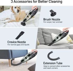 Aspirateur à Main Sans Fil - Aspirateur Sans Fil - Pour Humide Et Droog - Aspirateur Pour Poils D'animaux Domestiques - Aspirateur à Main Rechargeable Avec 9 Accessoires - 2 Filtres HEPA - Zwart -Nettoyage Produits Boutique 1200x1160 4