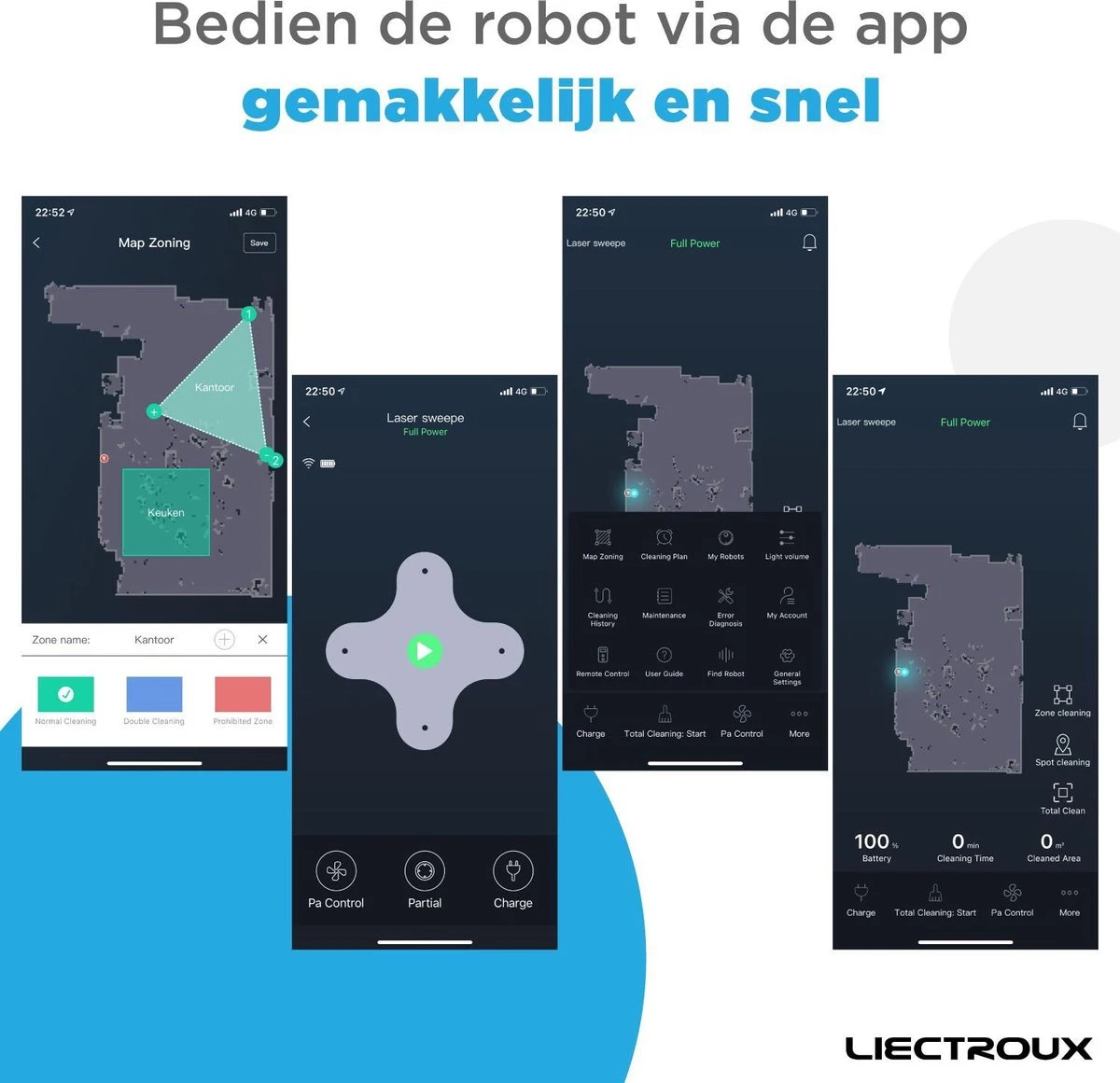 Robot Laveur Liectroux Avec Contrôle D'application - 3000Pa - Robot Aspirateur Avec Fonction De Nettoyage - Système De Nettoyage - Mop - Aspirateur Robot 18 Robot Laveur Liectroux Avec Contrôle D'application - 3000Pa - Robot Aspirateur Avec Fonction De Nettoyage - Système De Nettoyage - Mop - Aspirateur Robot – Image 16