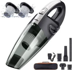 Aspirateur à Main Sans Fil - Aspirateur Sans Fil - Pour Humide Et Droog - Aspirateur Pour Poils D'animaux Domestiques - Aspirateur à Main Rechargeable Avec 9 Accessoires - 2 Filtres HEPA - Zwart