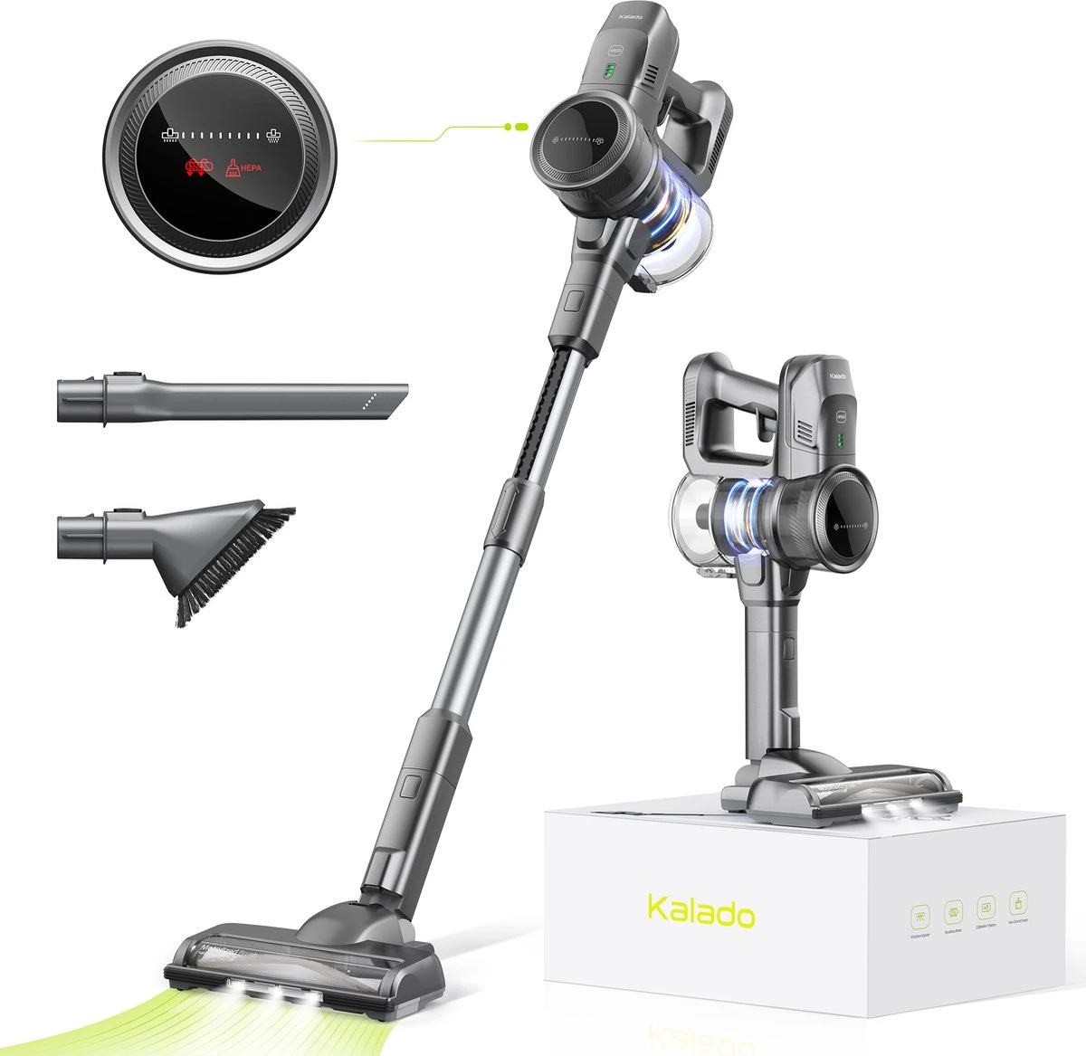 Kalado KCV01 Aspirateur Balai Sans Fil - Aspirateurs-balais 26Kpa - 6 En 1 - 40Min De Temps De Travail Batterie Amovible - Moteur Brushless 80000RPM - Affichage LED 3 Kalado KCV01 Aspirateur Balai Sans Fil - Aspirateurs-balais 26Kpa - 6 En 1 - 40Min De Temps De Travail Batterie Amovible - Moteur Brushless 80000RPM - Affichage LED