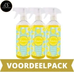 Fabulosa Lemon Sherbert - Spray Désinfectant Concentré Lemon Sherbert 3 X 0,5 L - Nettoyant Tout Usage - Pack économique - Végétalien - Comprend Un échantillon Gratuit