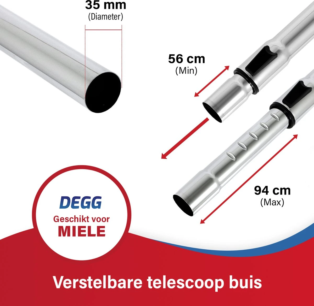 DEGG - Tube Télescopique / Tube D'aspirateur - Convient Pour Miele - 35mm - Avec Système De Clic - Tige D'aspirateur - Pièces D'aspirateur - Qualité Premium 6 DEGG - Tube Télescopique / Tube D'aspirateur - Convient Pour Miele - 35mm - Avec Système De Clic - Tige D'aspirateur - Pièces D'aspirateur - Qualité Premium – Image 4