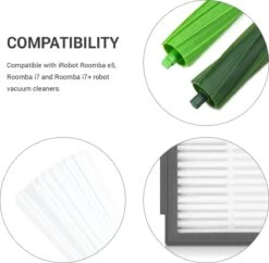 Pièces Détachées Kwmobile Compatibles Avec IRobot - Set De 8 - Convient Pour Roomba E5, I7 Et I7+ Avec 3 Filtres, 3 Brosses Latérales Et 2 Brosses Principales -Nettoyage Produits Boutique 1200x1174 4