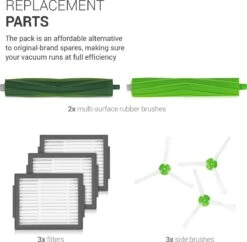 Pièces Détachées Kwmobile Compatibles Avec IRobot - Set De 8 - Convient Pour Roomba E5, I7 Et I7+ Avec 3 Filtres, 3 Brosses Latérales Et 2 Brosses Principales -Nettoyage Produits Boutique 1200x1175 5