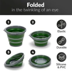 Seau Pliable De 5 Litres Avec Couvercle Et Poignée Seau Pliable De 5 Litres Pour Le Camping, La Pêche, Le Nettoyage, Etc. Petit Seau à Eau Pliable En Plastique Et Silicone Gris/vert -Nettoyage Produits Boutique 1200x1176 15