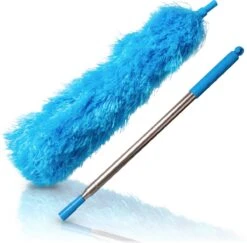 Amazy Duster Telescopic (40 - 210 Cm) - Plumeau En Microfibre Avec Manche Télescopique En Acier Inoxydable Extensible Avec Tête En Microfibre Flexible Et Lavable.