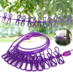 Corde à Linge De Voyage Avec 12 Piquets, Corde à Linge De Camping, Corde à Linge Mobile Pour Les Voyages, Les Vacances, Outdoor, Le Camping, Le Dortoir (2 Pièces, Violet) -Nettoyage Produits Boutique 1200x1181 1