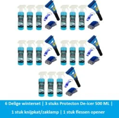 Protecton | 6 Pièces | Forfait Hiver | Winterset | Protecton Defroster / Le Glaçon | Grattoir De Fenêtre | Lampe De Poche/chat Pincé | Ouvre-bouteille | 5 Pièces |