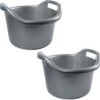 3x Seaux De Nettoyage Avec Poignées De Lavage 14 Litres Argent 41 X 24 Cm - Seaux - Seau / évier En Plastique / Plastique Avec Poignées / Poignées