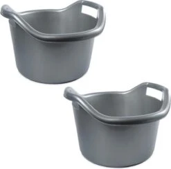 3x Seaux De Nettoyage Avec Poignées De Lavage 14 Litres Argent 41 X 24 Cm - Seaux - Seau / évier En Plastique / Plastique Avec Poignées / Poignées