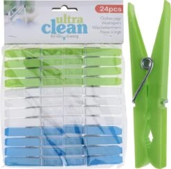120x Pinces à Linge Vert / Bleu / Blanc En Plastique 7 Cm - Entretien Ménager - Faire La Lessive - Suspendre Le Linge - Épingles à Linge / Épingles à Linge à Linge / Pinces En Plastique