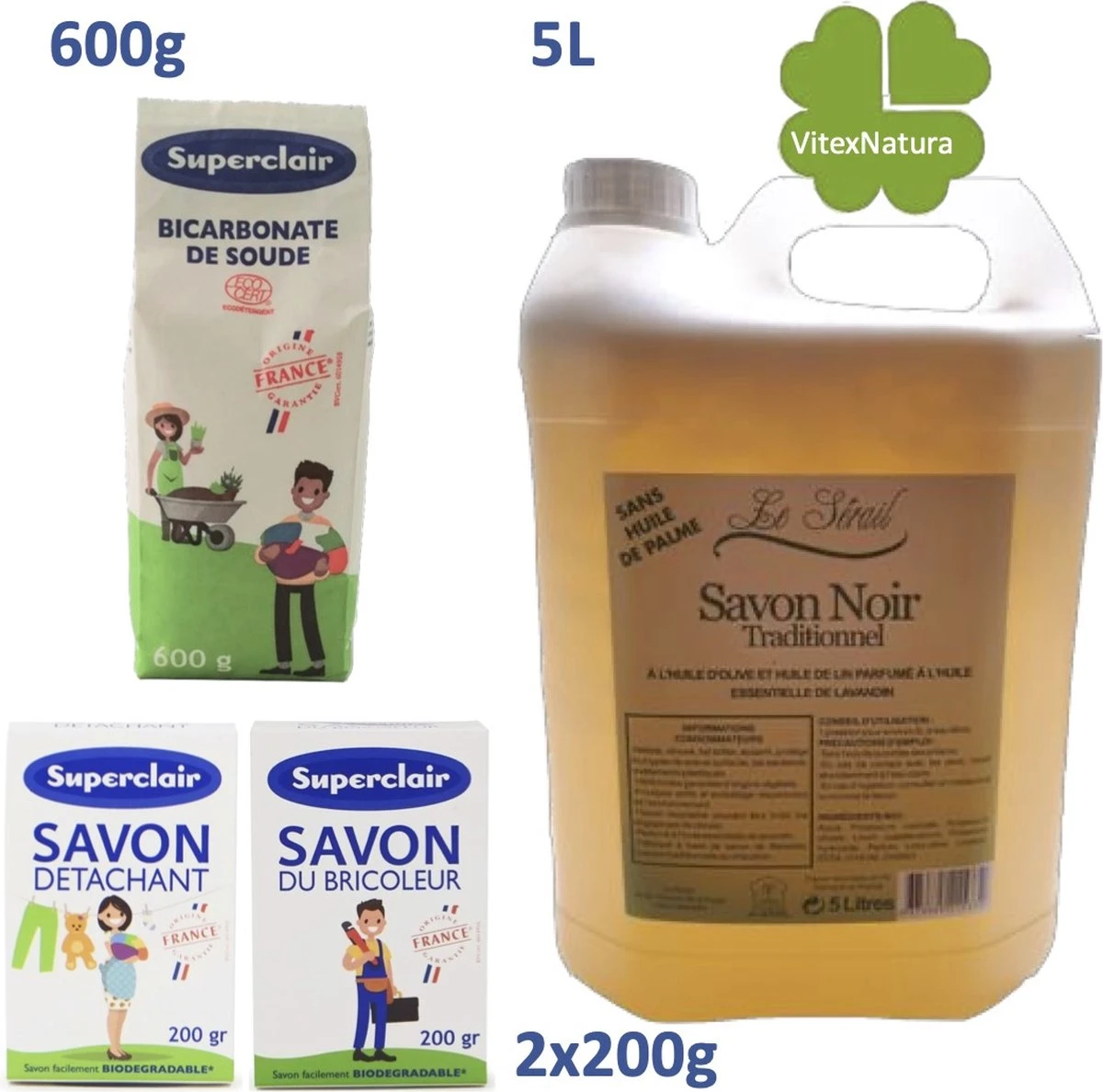 Pack ACTION De Produits D'entretien Ménager Bio . Bio écologique. Marseille Savon Noir Savon De Ménage Noir, Savon Bicarbonate De Sodium, Poudre De Bicarbonate De Sodium. 3 Pack ACTION De Produits D'entretien Ménager Bio . Bio écologique. Marseille Savon Noir Savon De Ménage Noir, Savon Bicarbonate De Sodium, Poudre De Bicarbonate De Sodium.