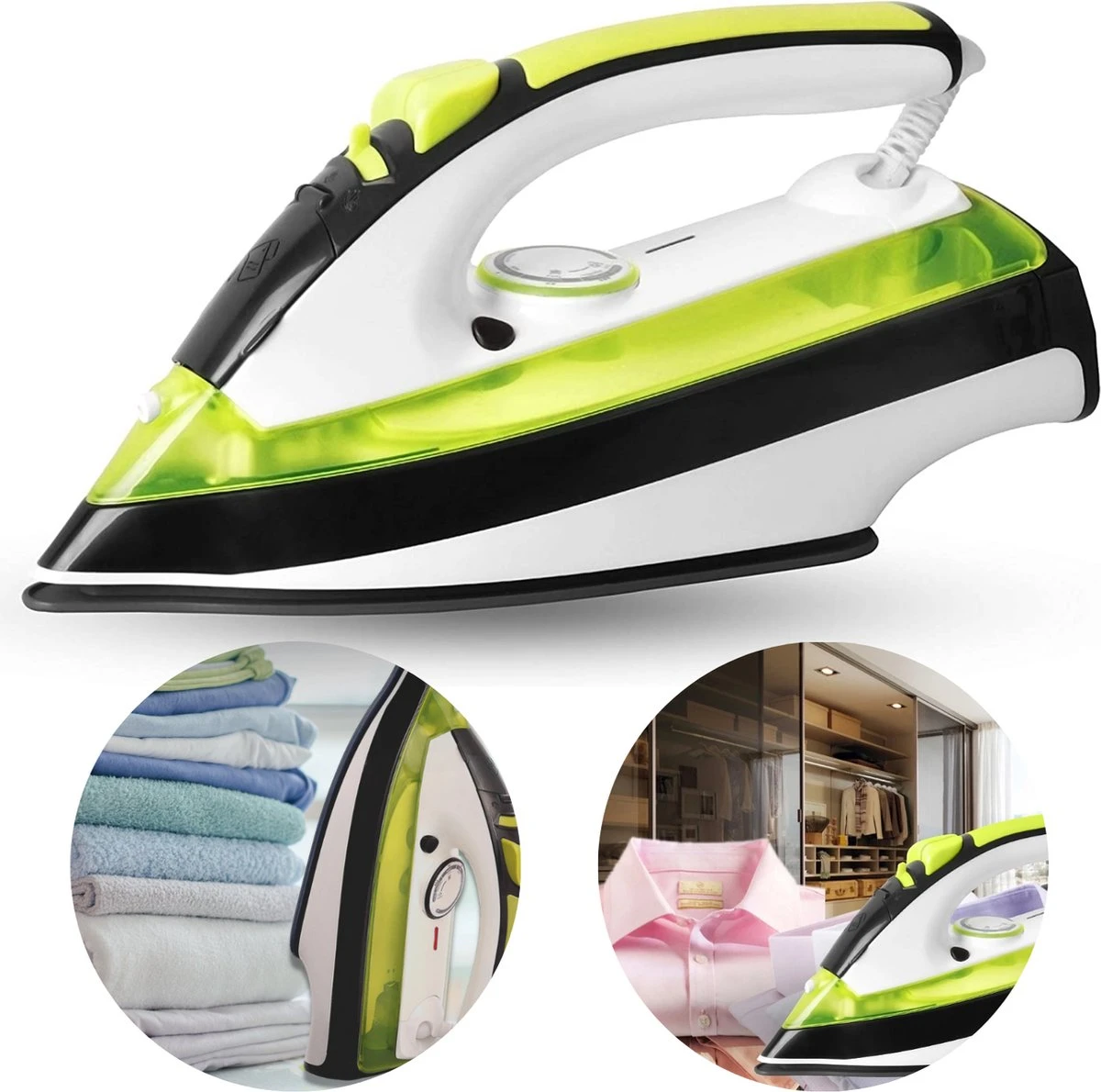 Fer à Vapeur Puissant Cheqo® - Semelle En Céramique - 2600 Watt - Filtre Anticalcaire - Anti-goutte - Nettoyage Automatique - Repassage - Fer - Vert 3 Fer à Vapeur Puissant Cheqo® - Semelle En Céramique - 2600 Watt - Filtre Anticalcaire - Anti-goutte - Nettoyage Automatique - Repassage - Fer - Vert