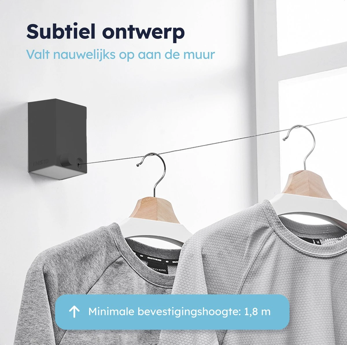 Corde à Linge ENISTO® - Corde à Linge Rétractable - Séchoir Alternatief - Corde à Linge Rétractable - Corde à Linge à Rouleaux - Corde à Linge - Gain De Place - Zwart - Corde à Linge - 4,2 Mètres 5 Corde à Linge ENISTO® - Corde à Linge Rétractable - Séchoir Alternatief - Corde à Linge Rétractable - Corde à Linge à Rouleaux - Corde à Linge - Gain De Place - Zwart - Corde à Linge - 4,2 Mètres – Image 3