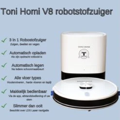 TONIHOMI® V8 - Aspirateur Robot Avec Fonction De Nettoyage - Vidange Automatique - Recharge Automatique - Navigation Laser LDS - Wit -Nettoyage Produits Boutique 1200x1194 15