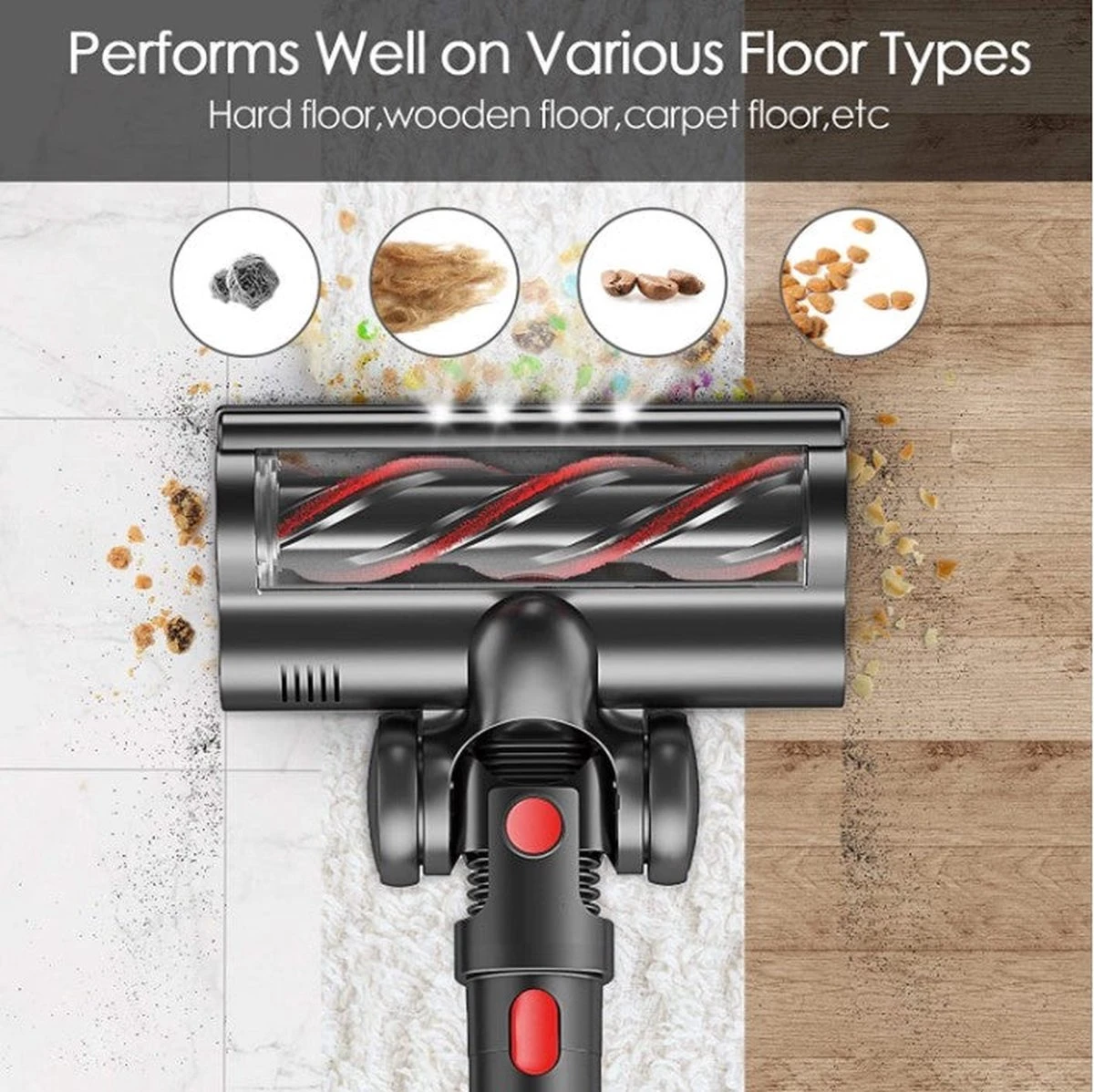 Aspirateur Balai Sans Fil 200Watt 6en1 Avec 4 Accessoires Différents - Sans Sac - Filtre Hepa - Aspirateur à Main - Voleur à Main 13 Aspirateur Balai Sans Fil 200Watt 6en1 Avec 4 Accessoires Différents - Sans Sac - Filtre Hepa - Aspirateur à Main - Voleur à Main – Image 11