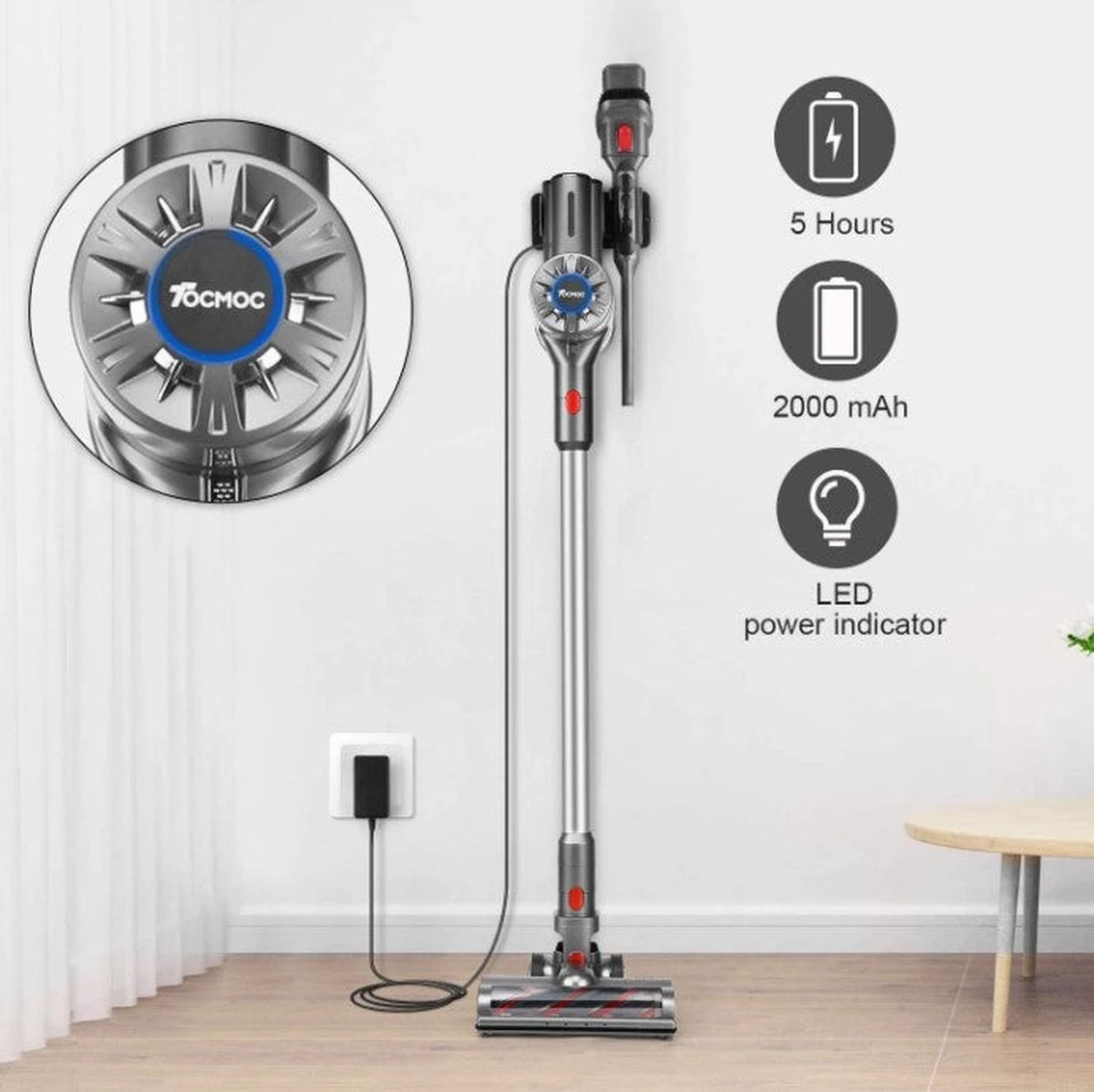 Aspirateur Balai Sans Fil 200Watt 6en1 Avec 4 Accessoires Différents - Sans Sac - Filtre Hepa - Aspirateur à Main - Voleur à Main 15 Aspirateur Balai Sans Fil 200Watt 6en1 Avec 4 Accessoires Différents - Sans Sac - Filtre Hepa - Aspirateur à Main - Voleur à Main – Image 13