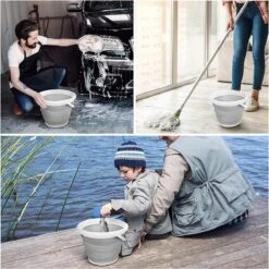 Seau à Eau Pliable, Seau En Plastique Silicone Avec Poignée, Grand Seau Pliable Pour La Pêche, Le Camping, La Randonnée, Le Nettoyage Et Le Lavage De Voiture, 10L (gris) -Nettoyage Produits Boutique 1200x1199 15