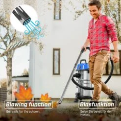 GoodVibes - Aspirateur Industriel - Nettoyeur à Sec - Fonction Soufflage - Aspirateur à Eau - Aspirateur Multifonctions - 30L - 2300W - Inox - Blauw -Nettoyage Produits Boutique 1200x1200 1320