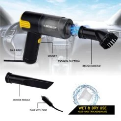 Aspirateur De Voiture Dunlop - Connexion Allume-cigare 12 V - Humide Et Droog - Embout Plat Et Brosse - Câble De 3 Mètres - Accessoires Auto - Zwart/jaune -Nettoyage Produits Boutique 1200x1200 1338