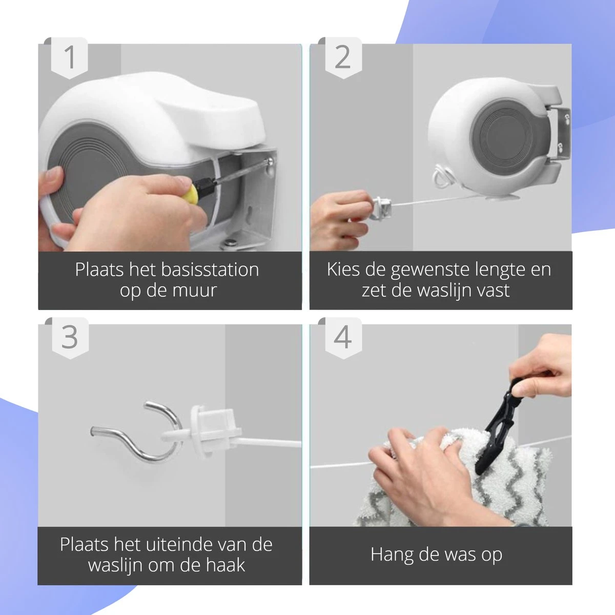 Corde à Linge Goodlux Extensible 30 Mètres - Fil De Corde à Linge - Corde à Linge En Rouleau - Fil à Laver Pour Usage Intérieur Et Extérieur 7 Corde à Linge Goodlux Extensible 30 Mètres - Fil De Corde à Linge - Corde à Linge En Rouleau - Fil à Laver Pour Usage Intérieur Et Extérieur – Image 5