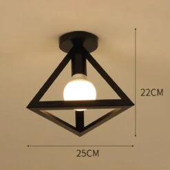 Suspension Noire - Lampe D'ambiance - Plafonnier - Lampe De Cuisine - Ø25 Cm - Zwart - Métal - Pyramide - Industriel - E27 - 240V - Sans Source Lumineuse
