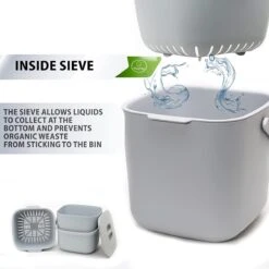 Poubelle à Compost YourCasa® - 7L - Pour Les Déchets Organiques Du Quotidien Dans La Cuisine - Passe Au Lave-vaisselle - Anti-odeur - Insert Intérieur Amovible - Poubelle à Déchets Organiques Avec Couvercle (gris Clair) -Nettoyage Produits Boutique 1200x1200 1475