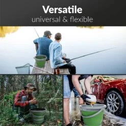 Seau Pliable De 5 Litres Avec Couvercle Et Poignée Seau Pliable De 5 Litres Pour Le Camping, La Pêche, Le Nettoyage, Etc. Petit Seau à Eau Pliable En Plastique Et Silicone Gris/vert -Nettoyage Produits Boutique 1200x1200 1477