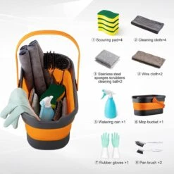 Accessoires De Cuisine, Organisateur D'évier, Avec Seau Pliable, Chiffon De Nettoyage, Brosse à Pot, Gants Et Arrosoir, Une Bonne Aide Pour Le Nettoyage Et Le Rangement De La Cuisine -Nettoyage Produits Boutique 1200x1200 1484