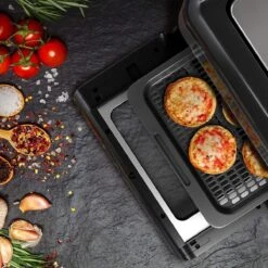 Mini Four Multifonctionnel Friteuse à Air Chaud – 10 Litres – Air Fryer Friteuse Gril Rotatif – Déshydrateur – Convection – Pizza Poulet Pommes – Applications En Acier Inoxydable – Certifié GS -Nettoyage Produits Boutique 1200x1200 1504