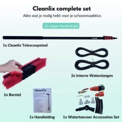 Manche Télescopique Cleanlix Avec Brosse - Avec Conduit D'Eau - Brosse De Lavage Télescopique - Nettoyage Des Vitres - Extensible Jusqu'à 9 Mètres -Nettoyage Produits Boutique 1200x1200 1642