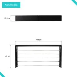 KROMS Étendoir Mural Zwart 100 Cm - AVEC GABARIT DE PERÇAGE - Étendoir Pliable - Wasrek Suspendu - Pliable - Mur - Peut être Suspendu - Longueur De Séchage 6m 17 KROMS Étendoir Mural Zwart 100 Cm - AVEC GABARIT DE PERÇAGE - Étendoir Pliable - Wasrek Suspendu - Pliable - Mur - Peut être Suspendu - Longueur De Séchage 6m -Nettoyage Produits Boutique 1200x1200 170