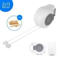 Corde à Linge Forte Rétractable 26 Mètres | Fil De Corde à Linge | Rouleau Sécheur | Corde à Linge Rétractable | Corde à Linge Automatique | Penderie | Étendoir De Séchage