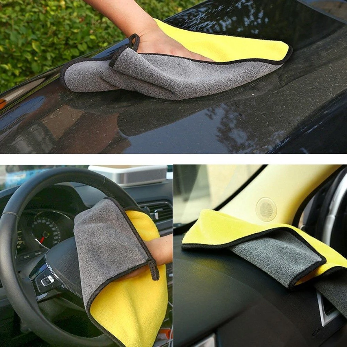 Serviette Sèche Auto Microfibre - Serviette Sèche Voiture Jaune/Gris 1100 Gsm 30x30cm - Serviette Sèche - Chiffons De Nettoyage - Lessive/ Nettoyage / Nettoyage 4 Serviette Sèche Auto Microfibre - Serviette Sèche Voiture Jaune/Gris 1100 Gsm 30x30cm - Serviette Sèche - Chiffons De Nettoyage - Lessive/ Nettoyage / Nettoyage – Image 2