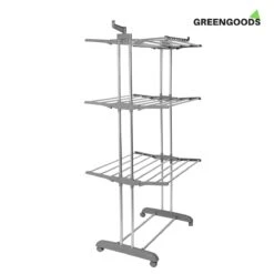 Wasrek - Sèche-linge Pliable à Roulettes 18 Barres - Portant - Corde à Linge - Tour De Séchage - Corde à Linge Extensible - Portant à Linge Pliable - Corde à Linge - Wasrek