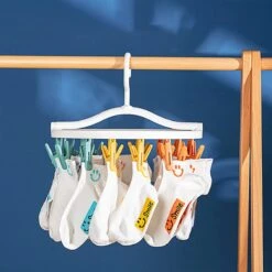 24 Pièces Clips Chaussettes Cintres Étendoir à Linge, Support De Vêtements Portable En Plastique à Suspendre Avec Clips Coupe-Vent, Étendoir Pliable Pour Chaussettes, Sous-Vêtements, Vêtements De Bébé Et Chapeaux -Nettoyage Produits Boutique 1200x1200 225