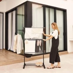 Étendoir à Linge Newlux, Vertical, Pliable, XXL Fold Care V60, Noir Avec Roulettes, 4 Niveaux Doubles Et 15 Mètres D'étendoir à Linge, étendoir à Linge Coulissant Avec Support Pour Petits Objets, Idéal Comme Armoire -Nettoyage Produits Boutique 1200x1200 237