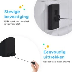 Jubbly® - Corde à Linge Extensible - 4,2 Mètres - Fil De Corde à Linge Robuste Avec âme En Acier - Fil à Laver - Corde à Linge Extensible - Alternatief à Wasrek , à L'étendoir Ou à L'étendoir Mural - Gain De Place - Avec Ou Sans Perçage -Nettoyage Produits Boutique 1200x1200 266