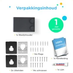 Jubbly® - Corde à Linge Extensible - 4,2 Mètres - Fil De Corde à Linge Robuste Avec âme En Acier - Fil à Laver - Corde à Linge Extensible - Alternatief à Wasrek , à L'étendoir Ou à L'étendoir Mural - Gain De Place - Avec Ou Sans Perçage -Nettoyage Produits Boutique 1200x1200 270